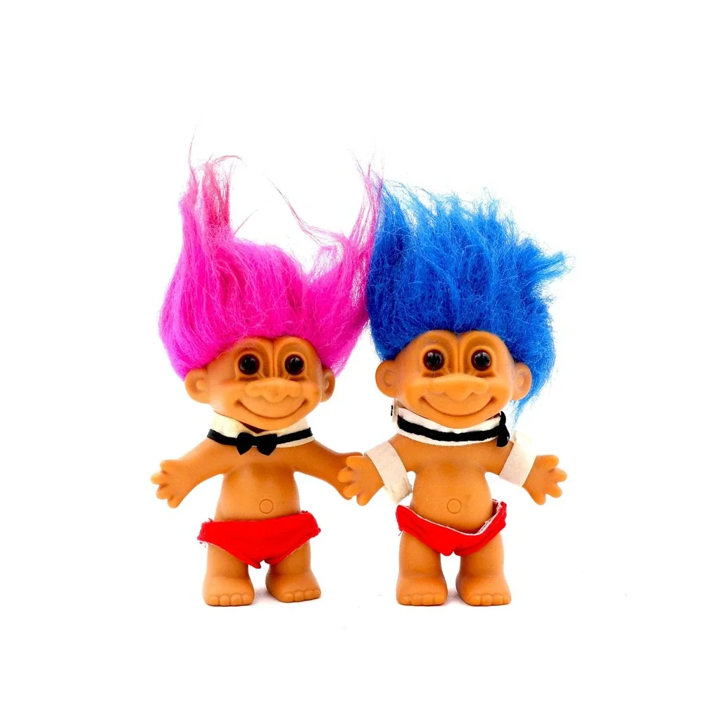 Vintage Russ Chippendale Troll Pair – 1990s Dancer Troll Dolls‎ Set Bowtie